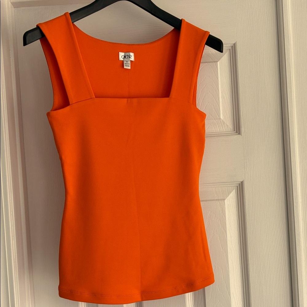 Cache Vibrant Orange Square Neck Tank Top Size Small